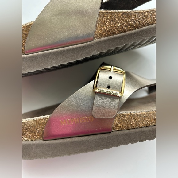 Mephisto Women’s Gold Tan Sandals with Adjustable Buckles - Picture 6 of 13